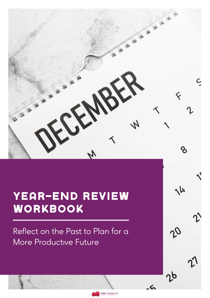 Front cover of the year-end review workbook.